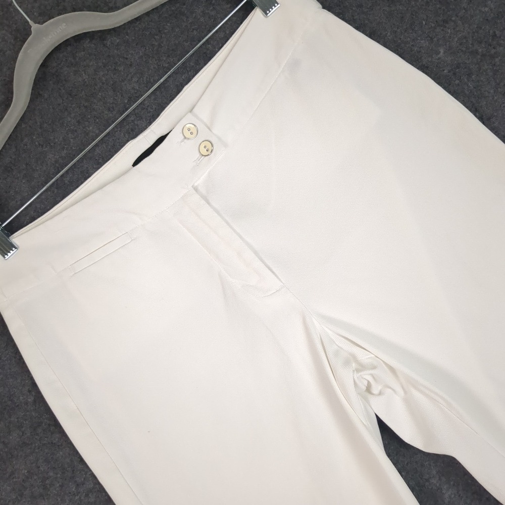 Talbots Heritage Womens 10 White Textured Pique‎ Straight Leg Dress Pants Slacks